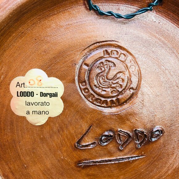 Vintage LODDO DORGALI Chartreuse Peacock Couple Pottery Wall Hanging - Picture 7 of 10